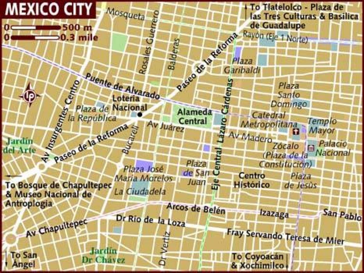 centro historico, Mexico City arată hartă