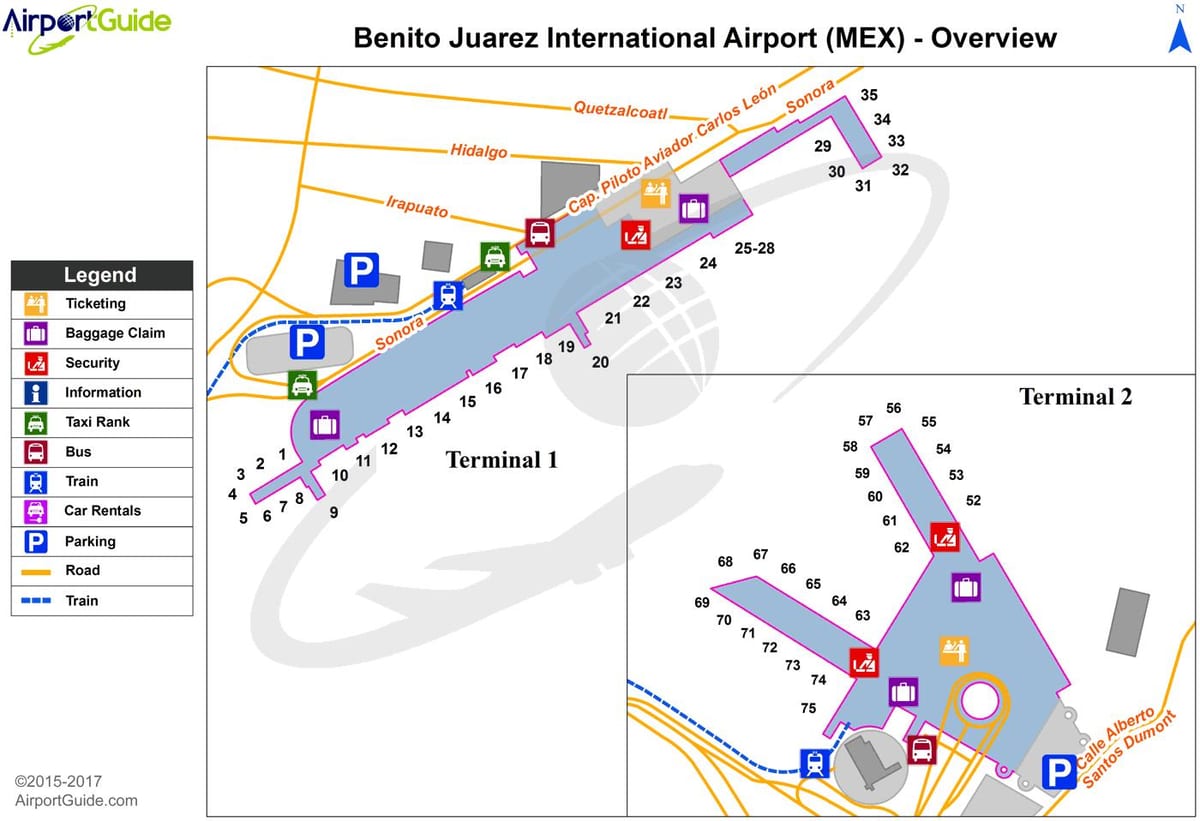Aeroportul Mexico City gate arată hartă