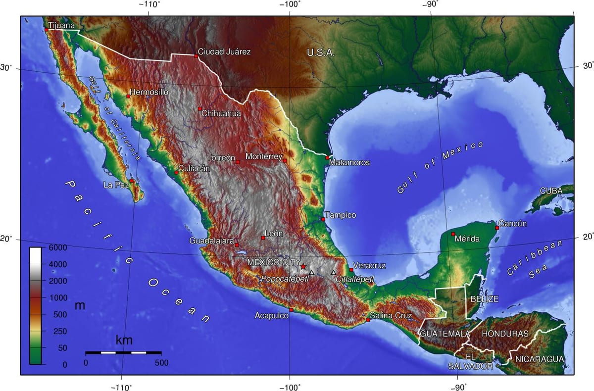 Mexico City harta topografică