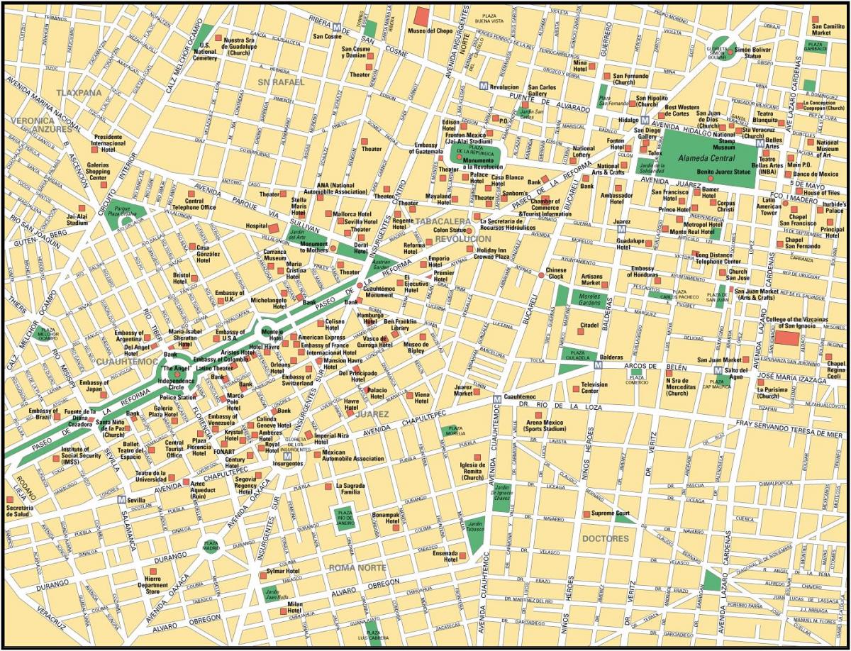 harta Mexico City puncte de interes