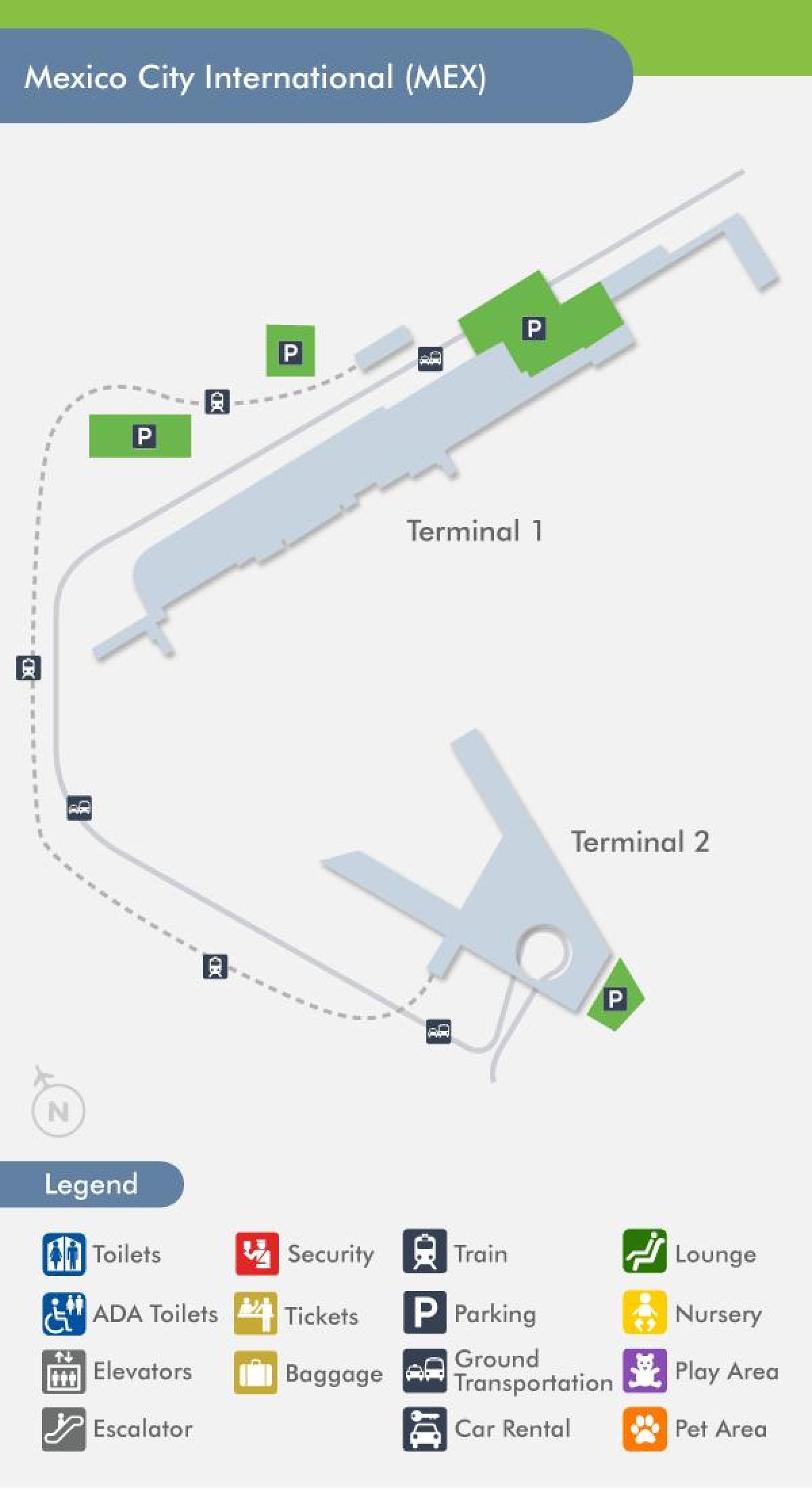 Mexico City airport terminal hartă
