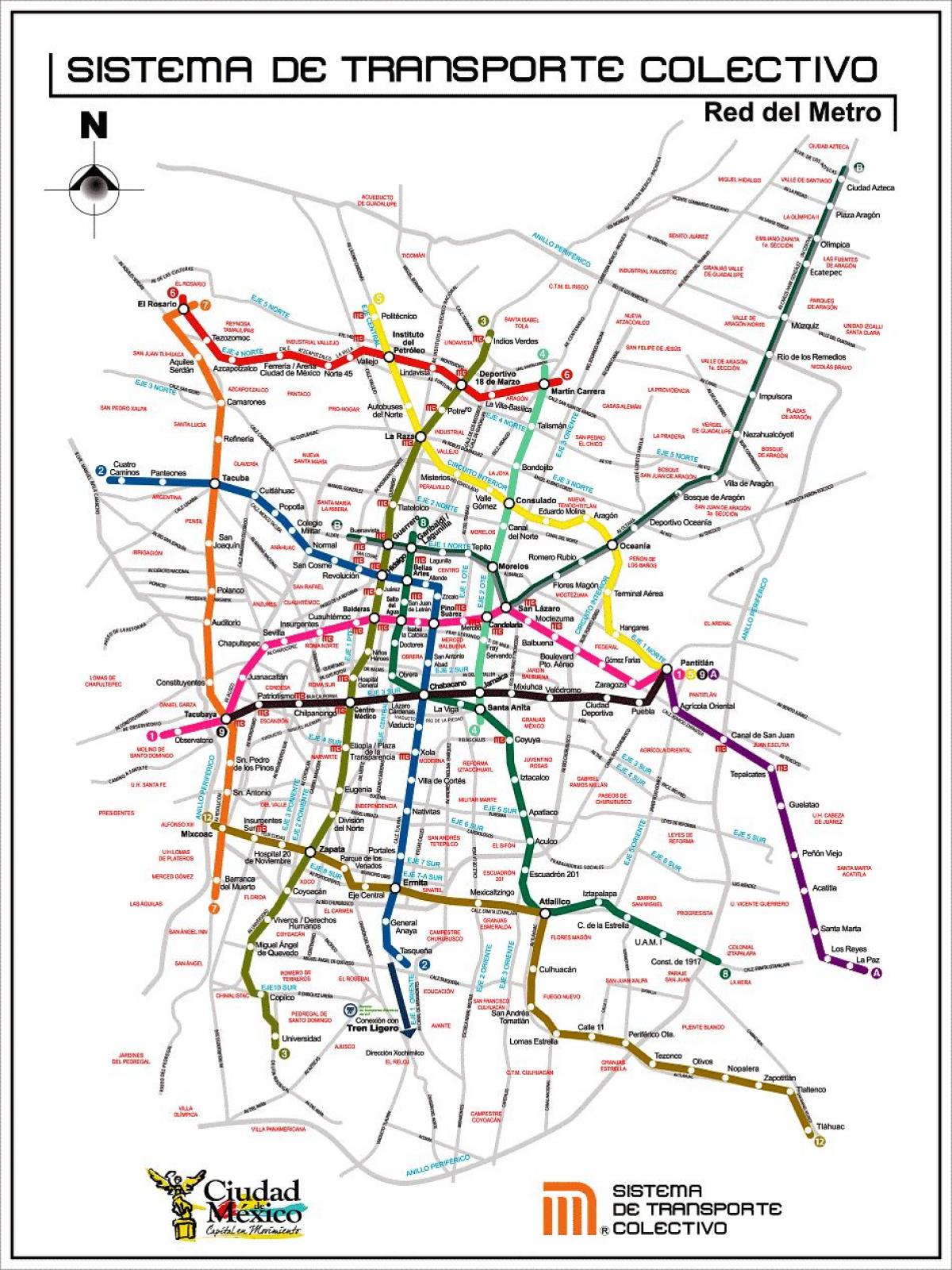 harta Mexico City tranzit