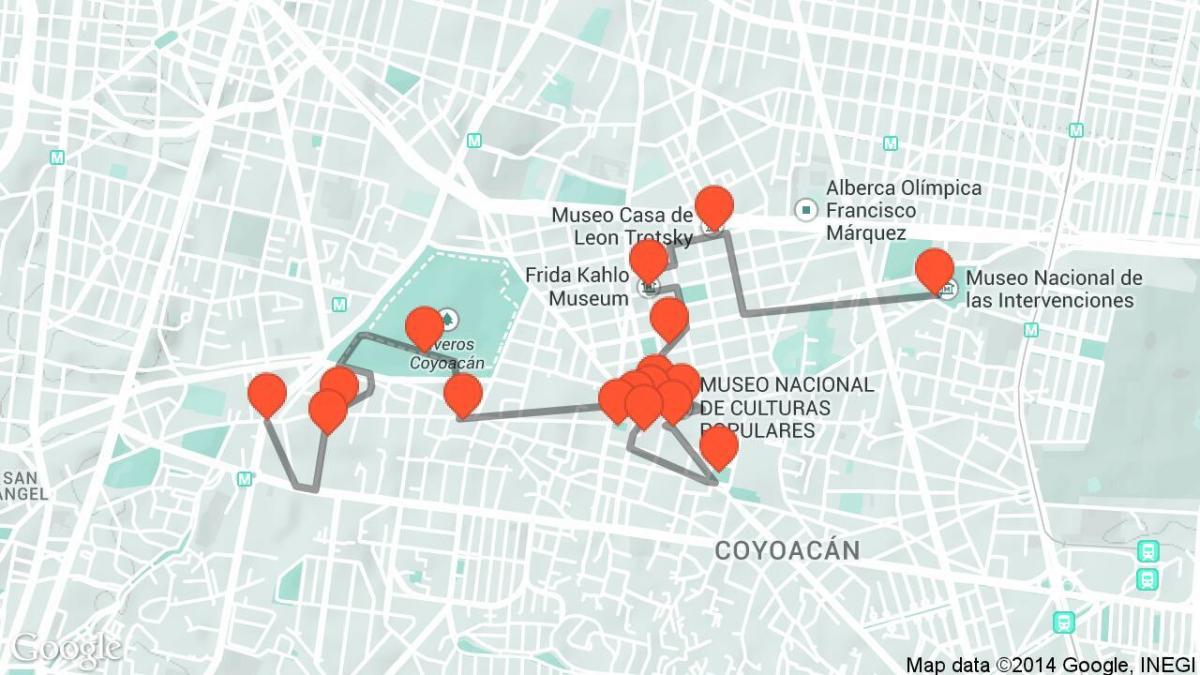 harta Mexico City tur de mers pe jos