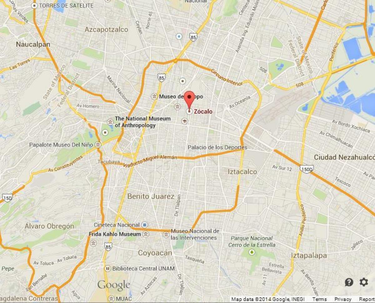 zocalo din Mexico City arată hartă
