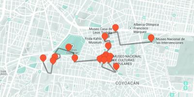 Harta Mexico City tur de mers pe jos